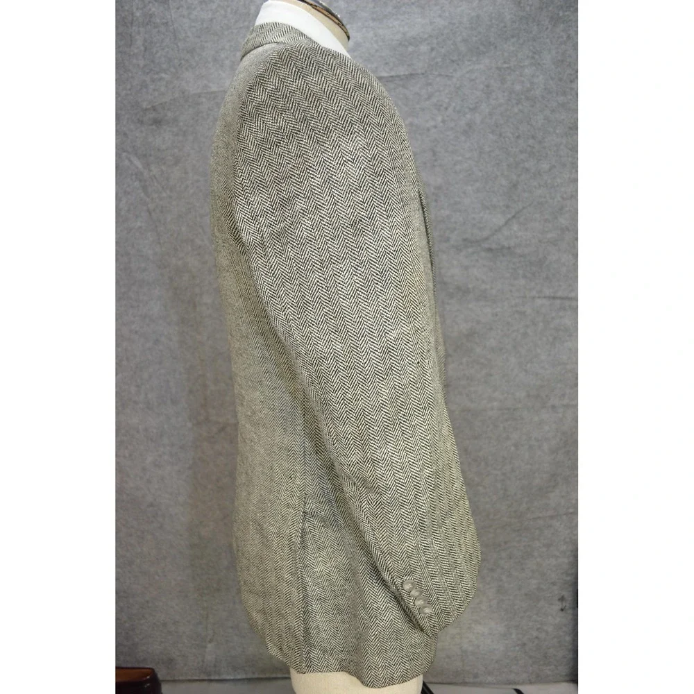 VTG Lanvin Blazer Mens 42 Gray Herringbone 2‎ Button Barneys Jacket Sport Coat